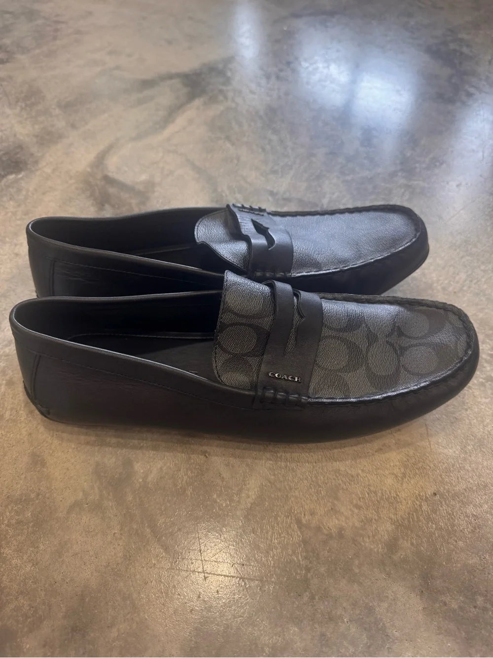 Coach Men's Charcoal Signature Canvas Penny Loafers
